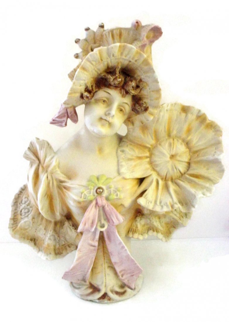 Antique Kestner Art Nouveau Bust Figurine 11": 11". RARE. 1895-1930. Kestner known for dolls but did make a few figurines like this one ((a similar figurine can be seen in the book titled Kestner and Simon & Halbig Dolls 1804-1930 by Patricia Smit