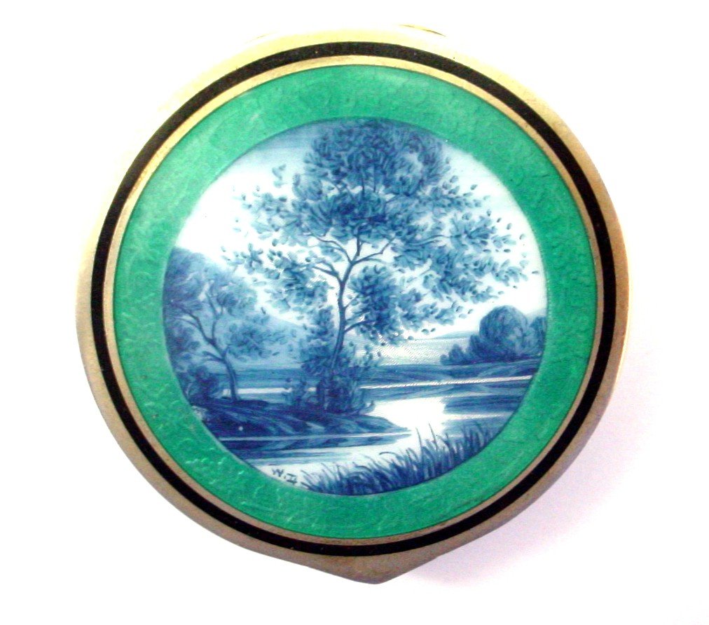 Artist Signed Enamel on Sterling Silver Compact (1 of 8)