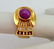 14K Diamond and PINK or Red Star Ruby Retro Ring