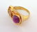 14K Diamond and PINK or Red Star Ruby Retro Ring - 2