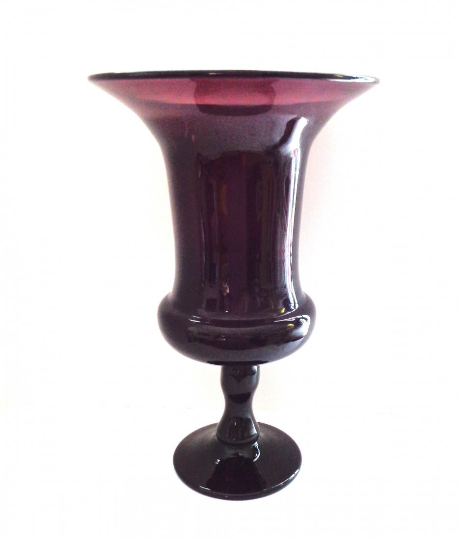 Large Hand Blown Amethyst Glass Vase (1 of 2)