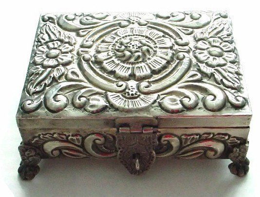 Ornate Repousse 900 Silver Box (1 of 6)