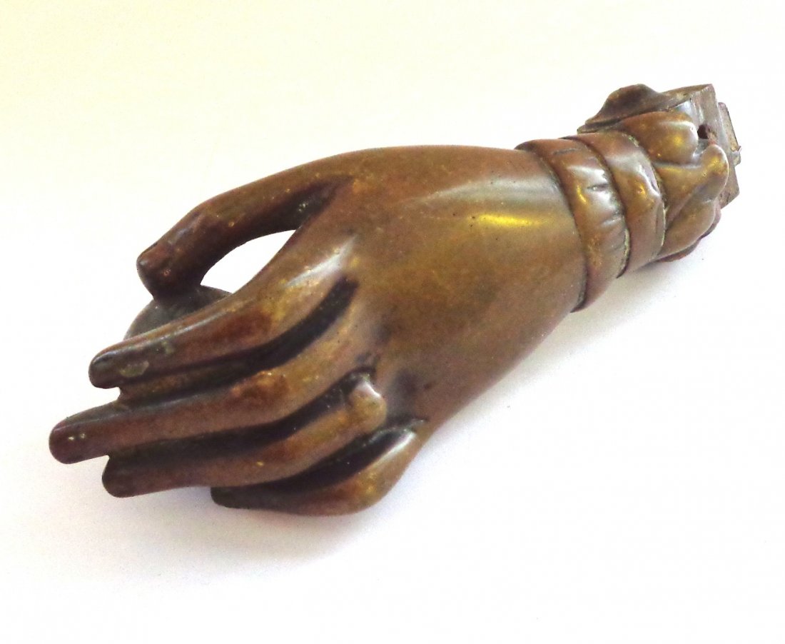 Antique Bronze Doorknocker in Shape of Hand (1 of 6)