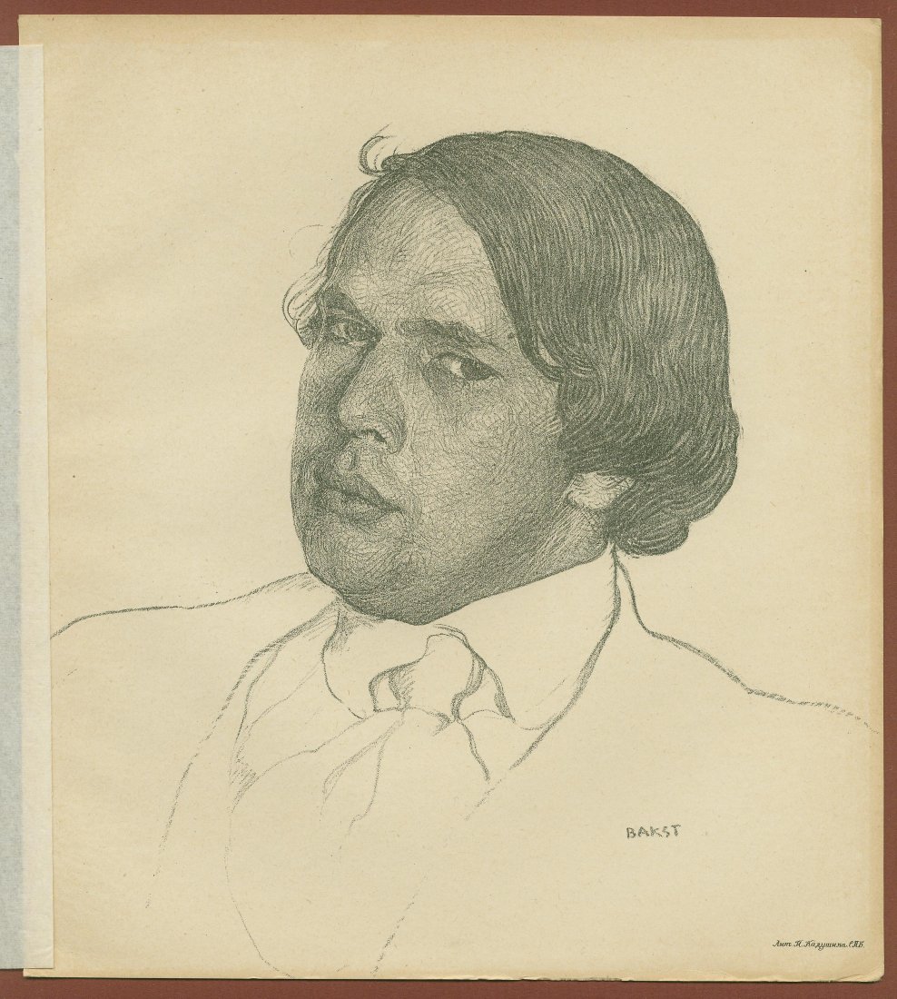 1909, L. S. Bakst “Aleksey Nikolayevich Tolstoy”, Russi: Lithography titled “Граф Алексей Н. Толстой”. From “Apollon“, Nr. 3, Saint Pet