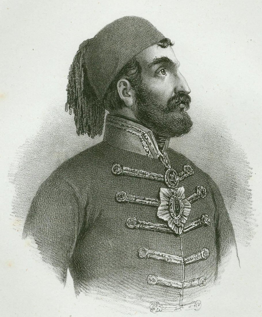 Omar Pasha. Austria/Turkey. 1853.: Print from steel engraving titled „Omer Pascha“.Artist and engraver unknown.Omar Latas or Mihajlo Latas, better known as Omar Pasha (1806–1871) was an Ottoman general and governor. He was born i
