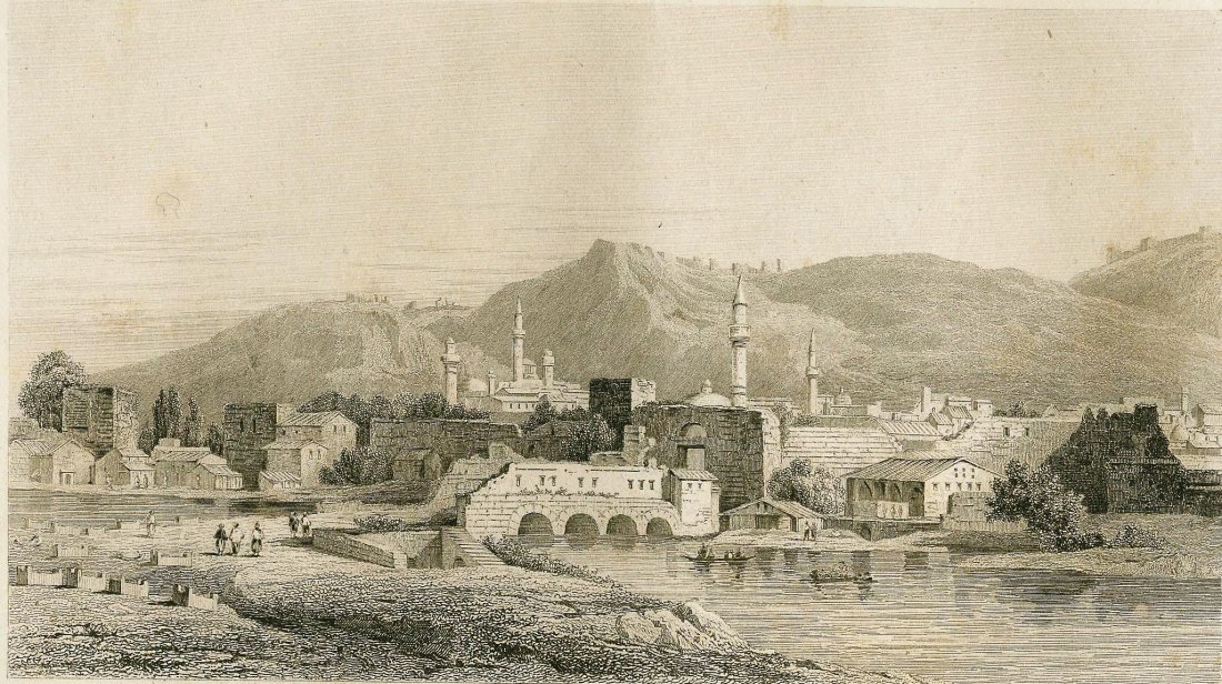 Antioch. Modern Syria. ~1835-1838.: Print from steel engraving titled „Antioche. Syrie moderne“. Artist and engraver unknown. Notes: Syrie moderne 1. Antioch, Turkish Antakya, populous city of ancient Syria and now a major town of s