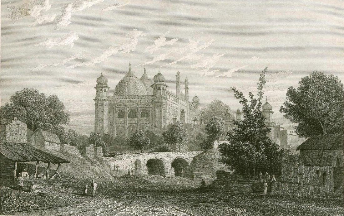 Jumma Musjid Agra. India. 1831.: Print of steel engraving. Author W. Purser. Engraved by T. Boys. From „Fisher‘s drawing room scrap book“ with poetical illustrations by L. E. L. London: Fischer, son, and Jackson, Newgate Street