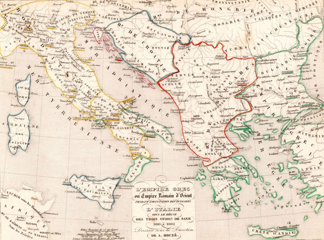 Map of Ancient Greece and Italy in 900 - 1002. (1 of 2)