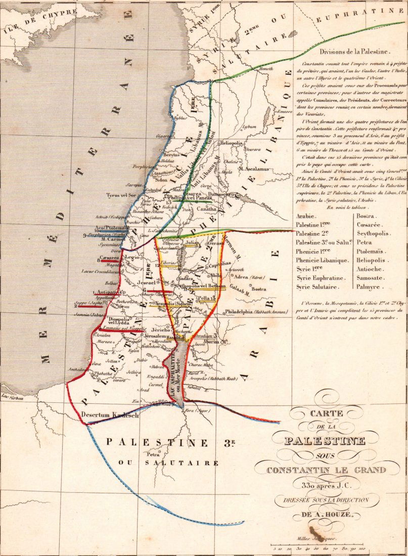 Map of Palestine. Print in 1850. (1 of 2)