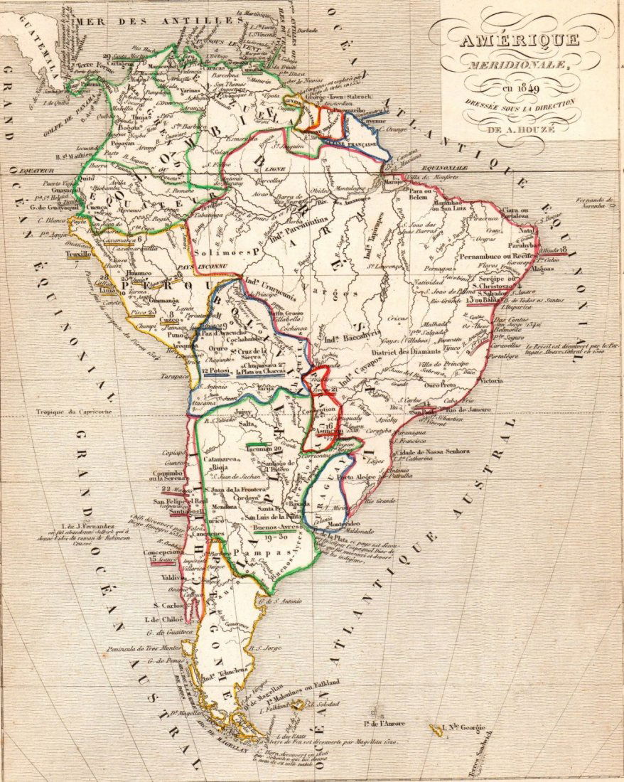 Map of South America in 1849. Print in 1850. (1 of 2)