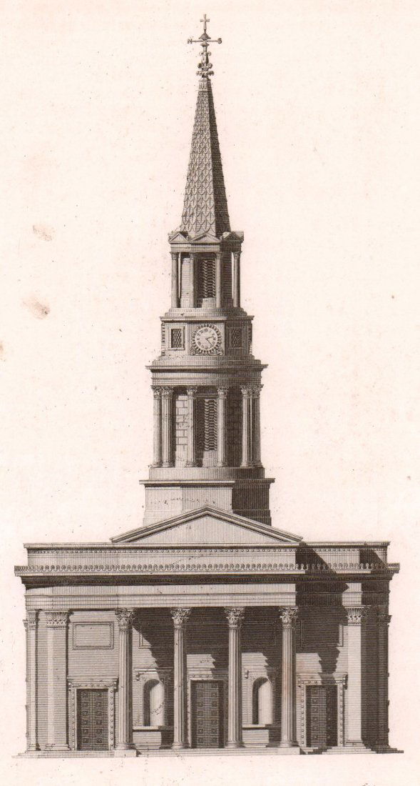 Front elevation of a chucch in the Grecian style. 1835. (1 of 3)