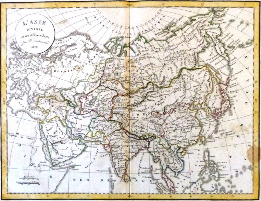 Map of The Asia divided in different states. 1828 (1 of 2)