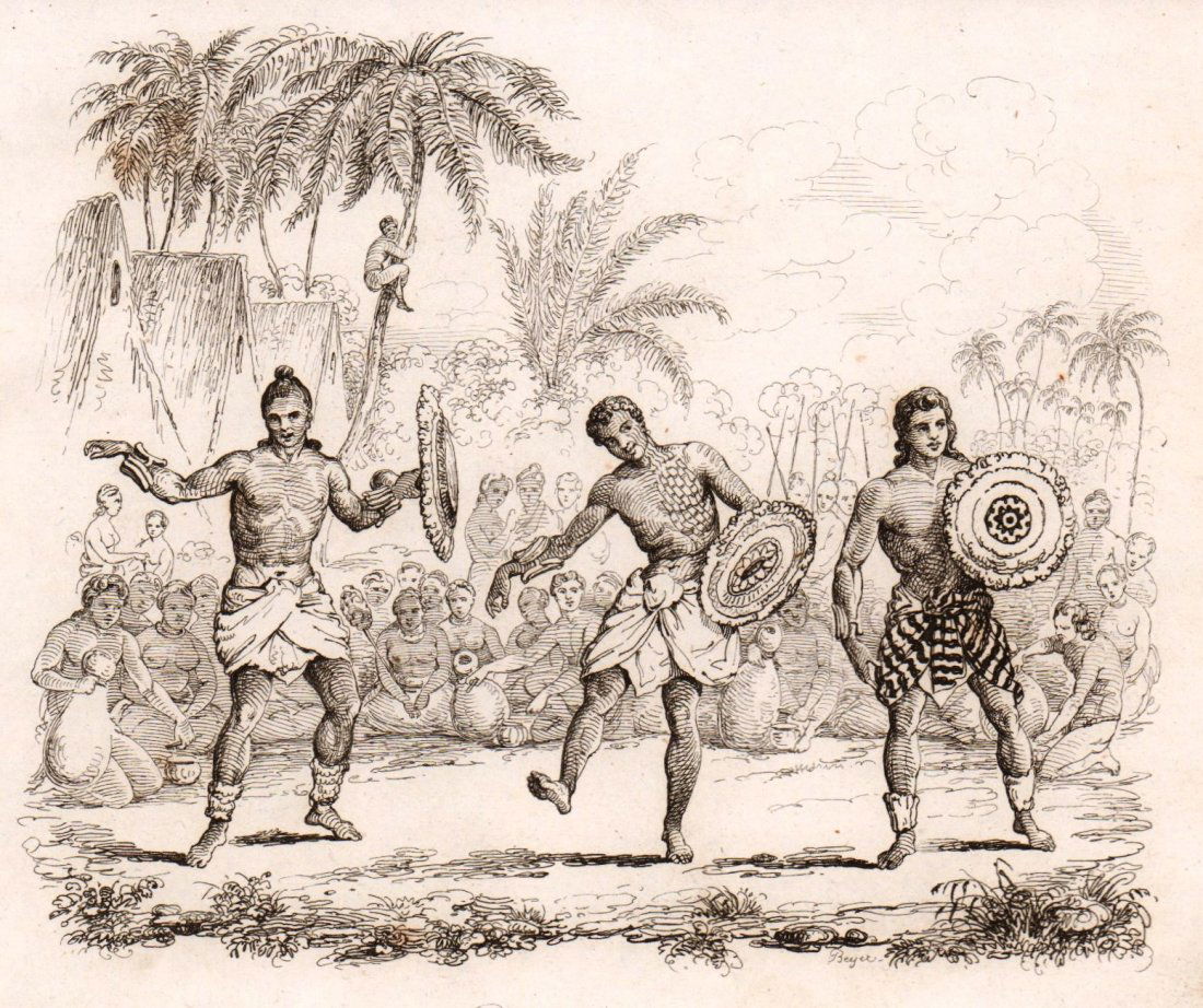 M. Dumont D’Urville. Dancers of Hawaii. 1834. (1 of 3)