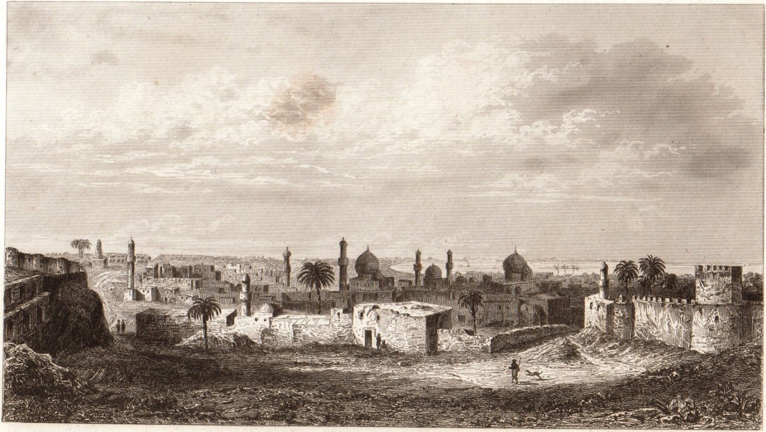 Bagdad. Iraq. 1847.: Print of steel engraving titled „Bagdad“. Drawn by Ch. Texier. Engraved by Lemaitre. From „Arabie, par M. Noel Desvergers, vice-president de la societe de geographie, Avec une carte de L‘arabi