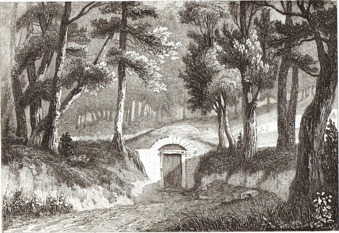 Tomb of Washington. United States. North America. 1839.: Print of steel engraving titled „Tombeau de Washington“. Drawn by Danvin. Engraved by E. Lejenrie. From „Etats-Unis D‘Amerique by M. Roux de Rochelle. Published by Firmin didot freres. Paris. 
