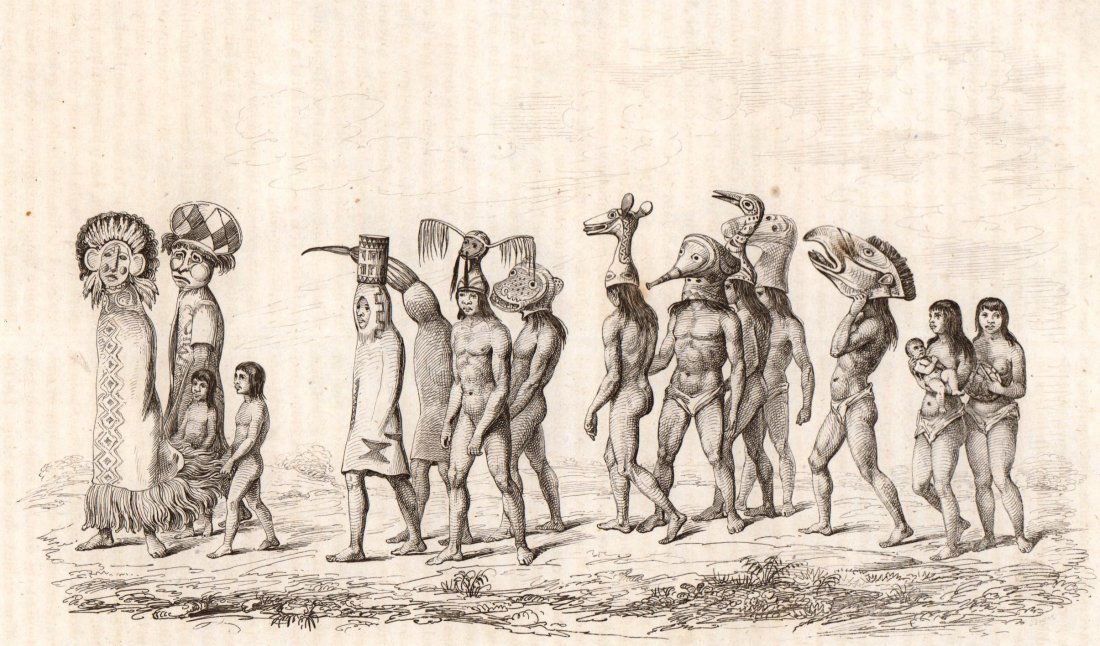 Ceremony and the dance of Tecunas. Brazil. 1836. (1 of 3)