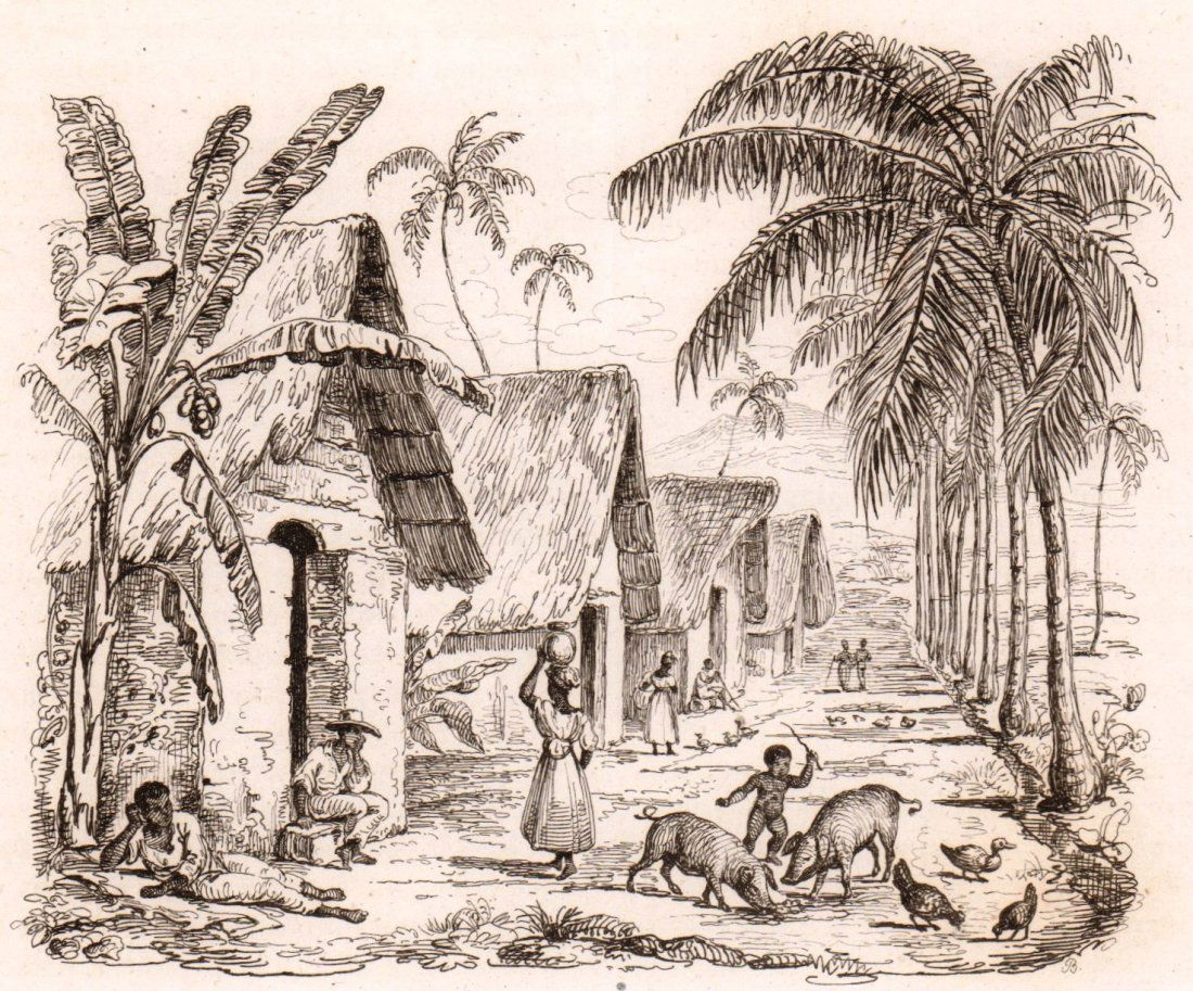 Negroes village. Martinique. Caribbean. 1836. (1 of 3)