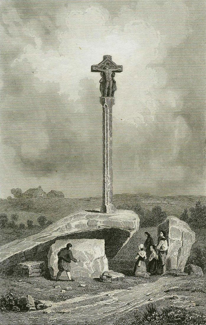 Cross and Dolmen near Carnace. FRANCE. 1835. (1 of 4)