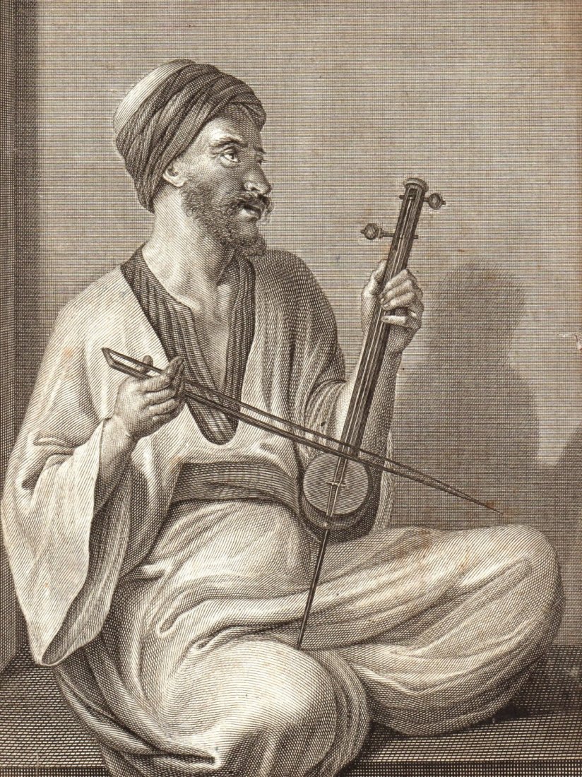 Musician. Asia. Arabia. Islam. 19 th.: Print of steel engraving titled „Musician“. Author unknown. Engraved by unknown.