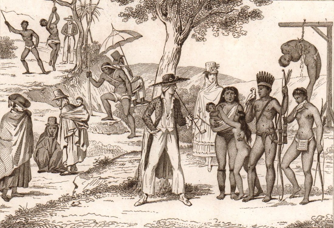 Costumes. Colombia. South America. 1835-1841.: Print of steel engraving titled „Costumes Colombie“. Author unknown. Engraved by unknown. Published in „L‘Univers Pittoresque ou Histoire et description de tous les peuples“