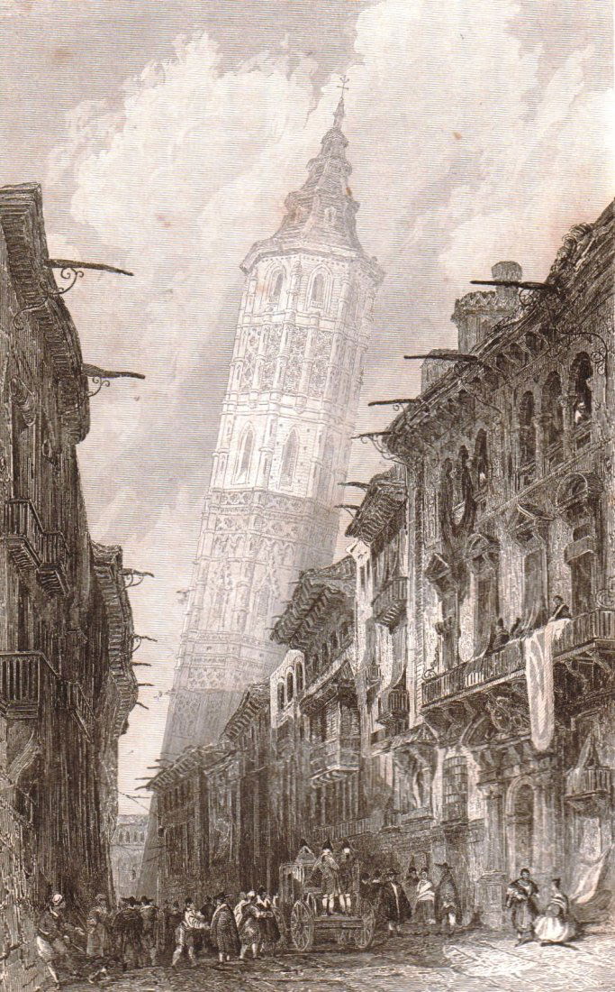 View of the Leaning Tower of Zaragoza. Spain. 1859. (1 of 3)