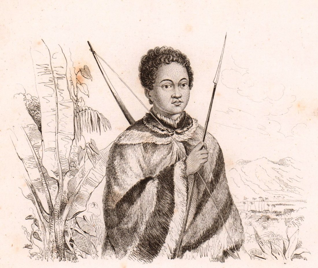 M. Dumont D’Urville. Portrait of King. 1834.: M. Dumont D’Urville. Portrait of King of Hawaiian Kau-ike-ouli Islands. 1834. Print of steel engraving titled „Kau-ike-ouli Rois des Iles Hawaii“. Author Jules Sébastien César Dumont d'Urville