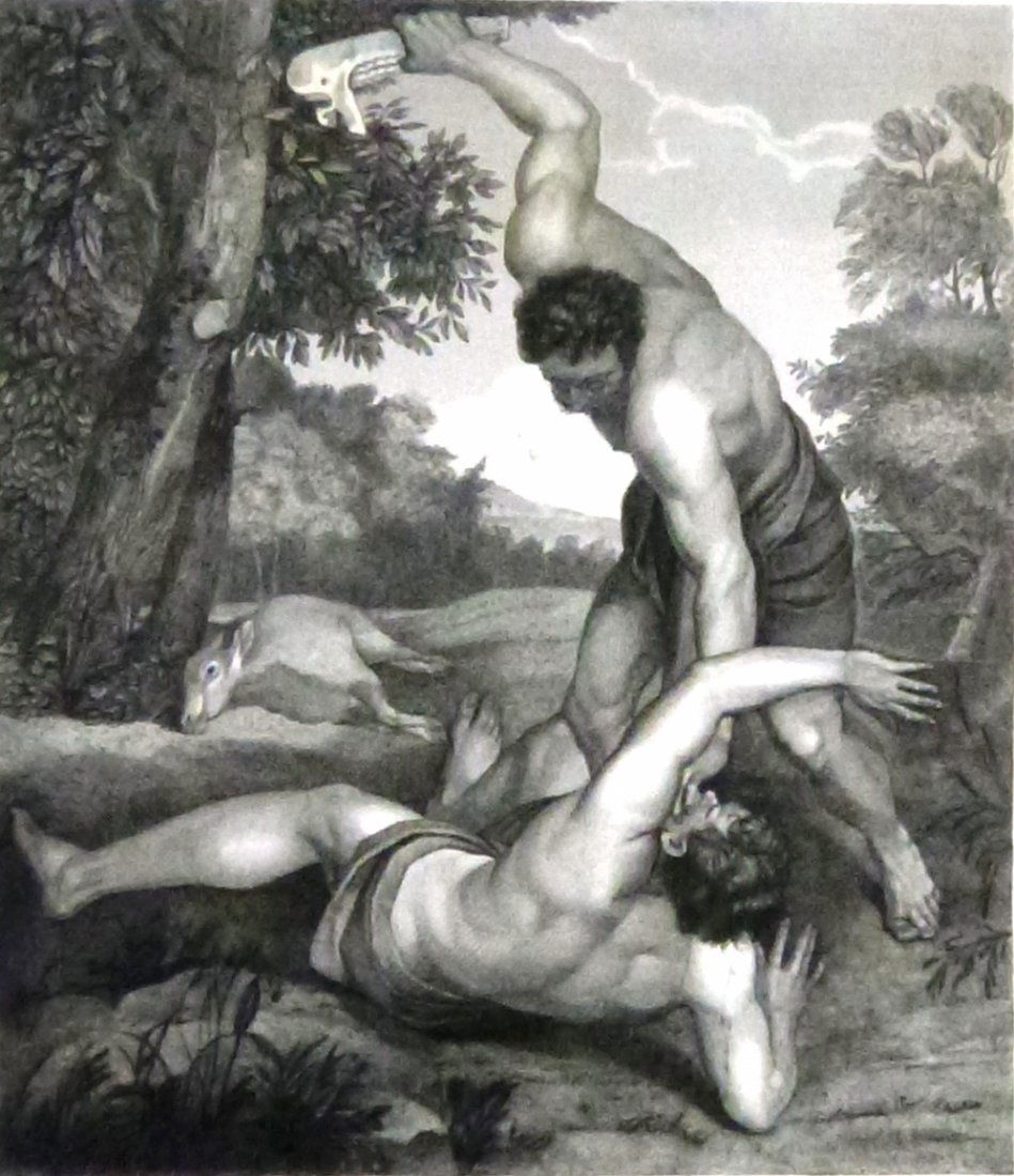 Andrea Schiavone. Cain kills Abel. Italy. 1843. (1 of 6)