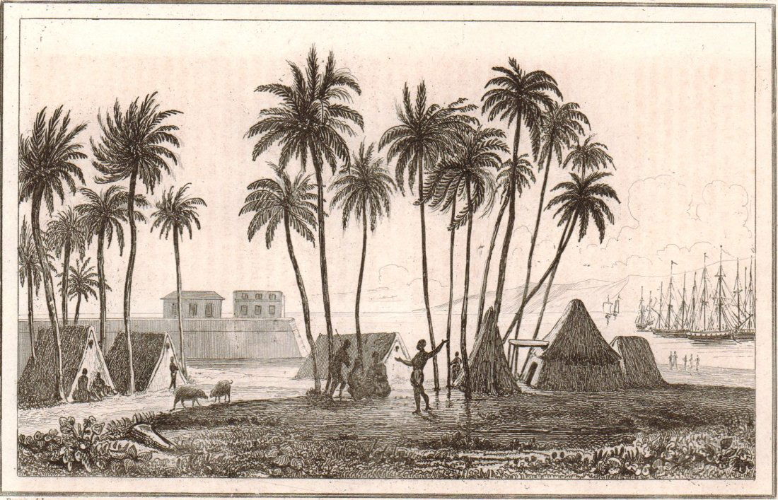 View of the Port of Hano-Royou. Hawaii Islands. 1837. (1 of 3)