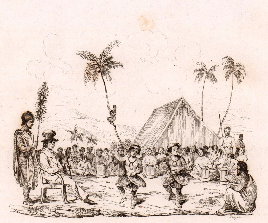 Dance of two children in Hawaii. Hawaii. 1835. (1 of 3)