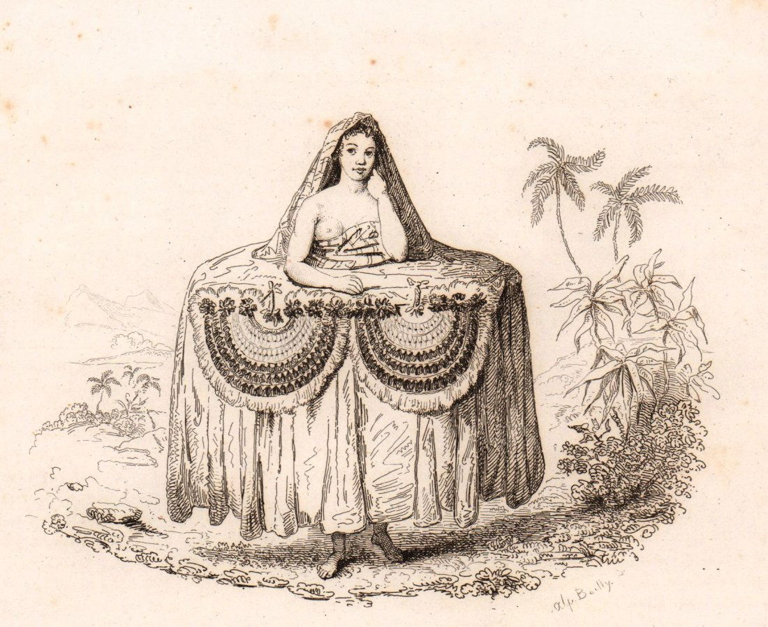 Young Tahitian bringing gifts. Tahiti. 1835. (1 of 3)