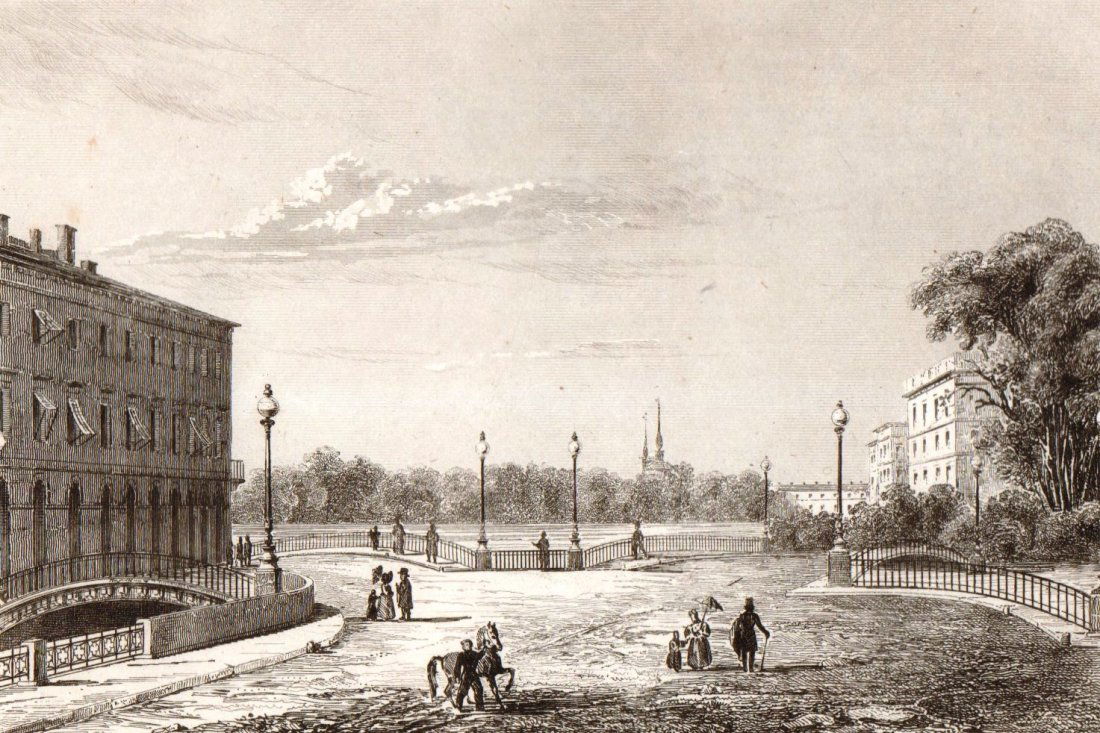 View of the bridge. St. Petersburg. Russia. 1838. (1 of 3)