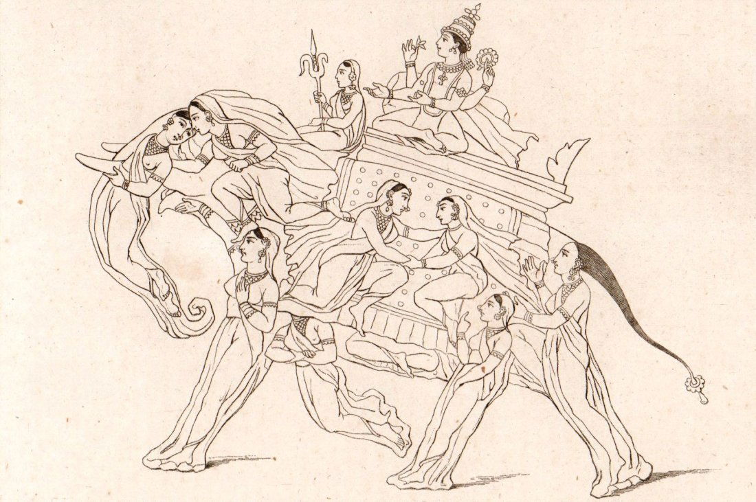 Krishna carried by llopis. India. 1845. (1 of 2)