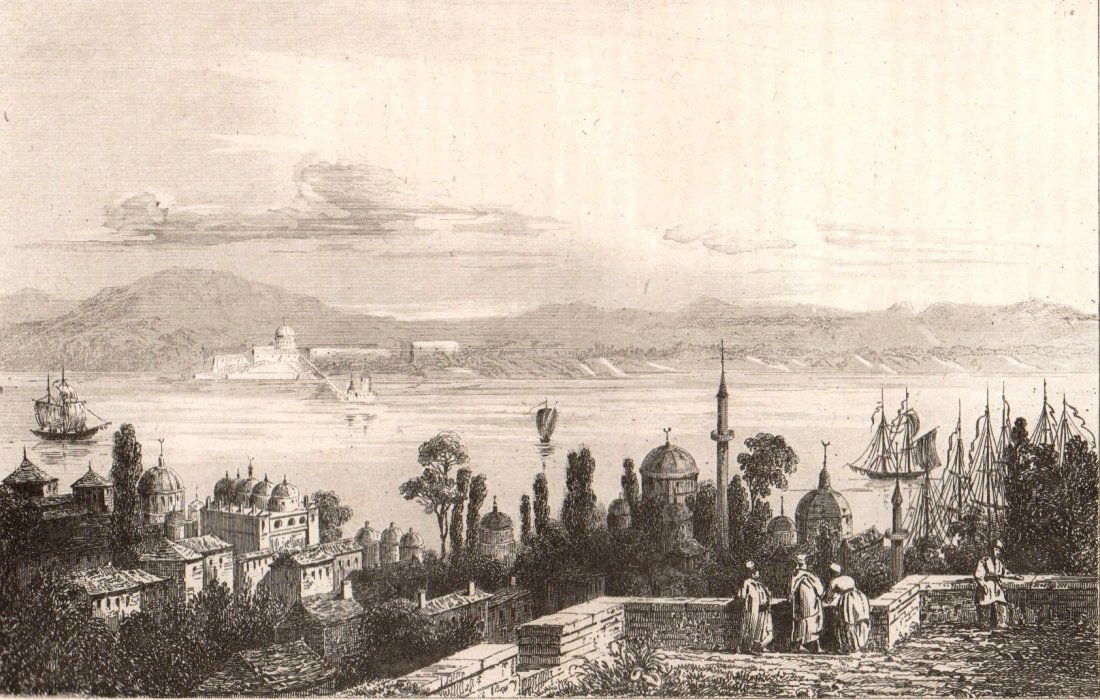 View of Constantinople. Armenia. Turkish. 1838.: View of Constantinople. Pera district inhabited by Armenians. Armenia. Turkish. 1838.Print of steel engraving titled „Vue de Pera quartier de Constantinople ou habitent les Armeniens“.Drawn by Dan