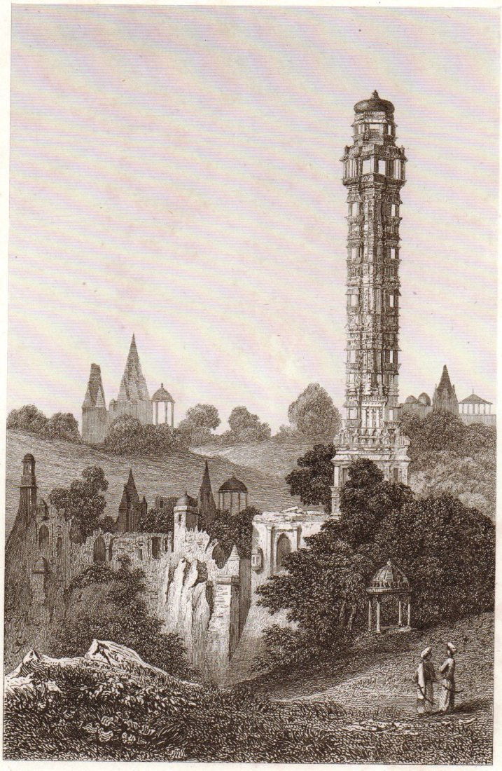 Victory Column at Cheetore. India. 1845. (1 of 2)