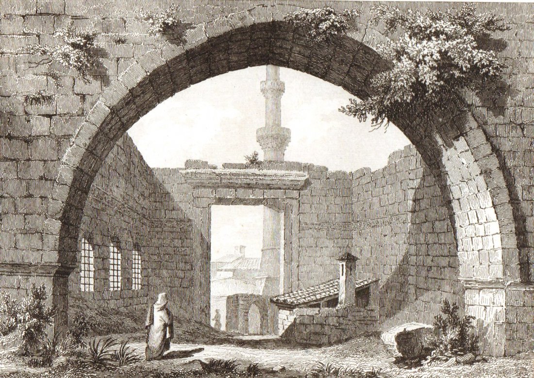 Inside the Monument of Augustus Angora. Armenia. 1838.: Print of steel engraving titled „Interieur du Monument d’Auguste a Angora“. Drawn by Preaux. Engraved by Cholet. From „Russie par M. Chopin. Tome Deuxieme contenant La fin de la Russie D‘Eur