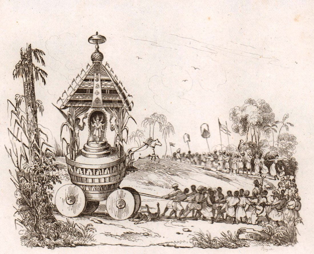 Procession of the Chariot in Juggernaut. India. 1835. (1 of 3)