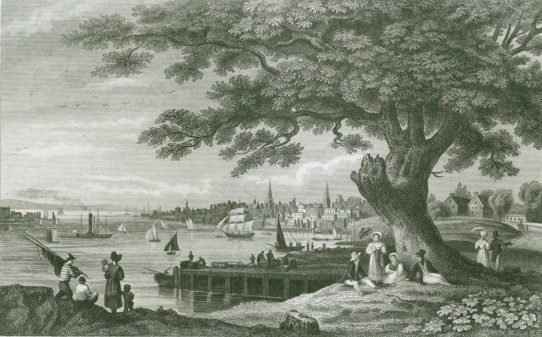 Philadelphia. USA. 19th.: Print of steel engraving titled „Philadelphia“. Artist unknown. Engraved by Davenport. Published by Thomas Kelly, 17, Paternoster row, London. Philadelphia is the largest city in the Commonwealth 