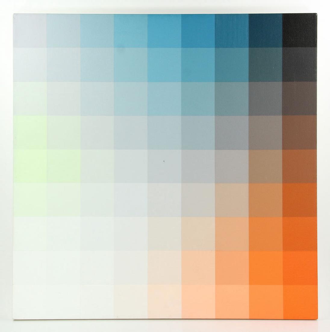 Swain, Study in Cubes, Oil on Canvas: Robert Swain (American, 1940-), study in cubes, oil on canvas, 36" square. Provenance: from the Michael Burrows collection of Palm Beach, Florida, thence by descent from a North Carolina estate.