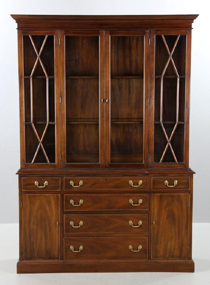 Henkel Harris Sideboard Hutch: Henkel Harris sideboard hutch, mahogany, coming in two pieces for moving and storage, 78 1/4" high x 55" wide x 17" deep. Provenance: from a Massachusetts estate.