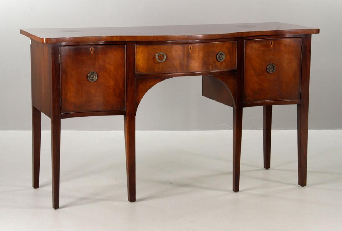 Custom Hepplewhite Mahogany Sideboard: Custom Hepplewhite mahogany sideboard, 37" h x 66" w x 24" d. Provenance: From a Palm Beach collection.