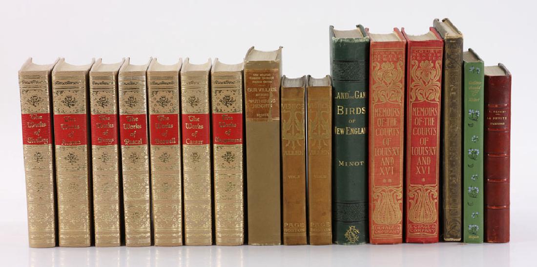 Collection of Antique Books, 16 Vol.: Collection of antique books, 16 volumes total, to include: Venice by Grant Allen Vol I and II, L.C. Page & Co., 1902; Carlotta's Intended by Ruth McEnery Stuart, with illustrations, Harpers & Bros, 18