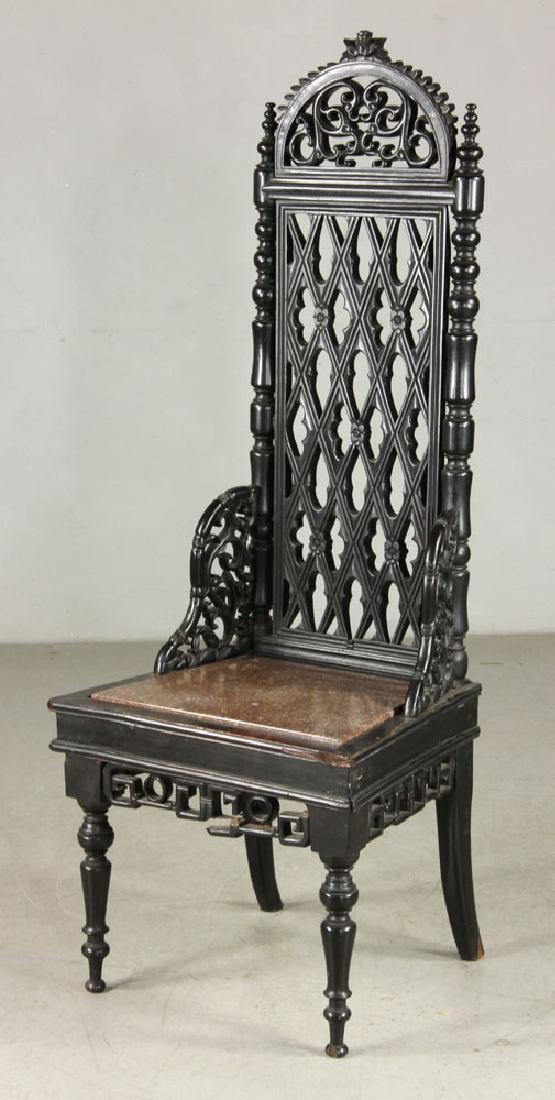 19th C. Chinese Carved Rosewood High Back Chair (1 of 7)