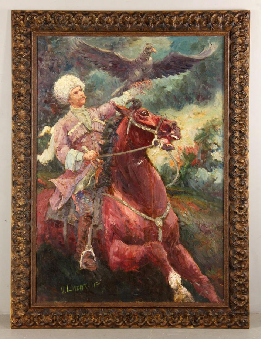 V. Lacarolf, Russian Cossack on Horseback, Oil Painting (1 of 7)