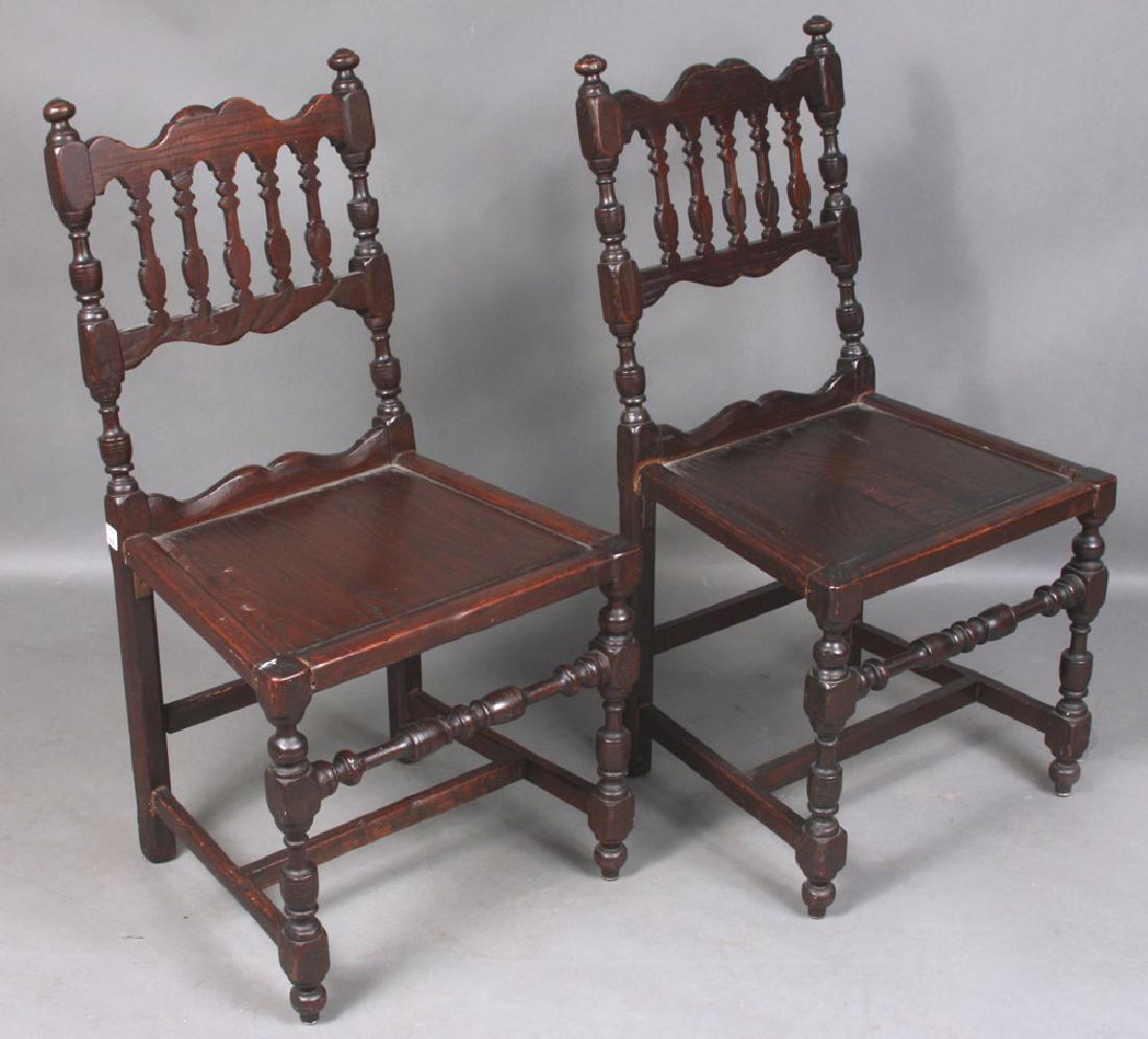 Pr. 19th C. Carved Oak Side Chairs (1 of 2)