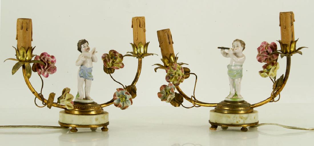 Pair of 18th C. Porcelain Figural Lamps (1 of 6)