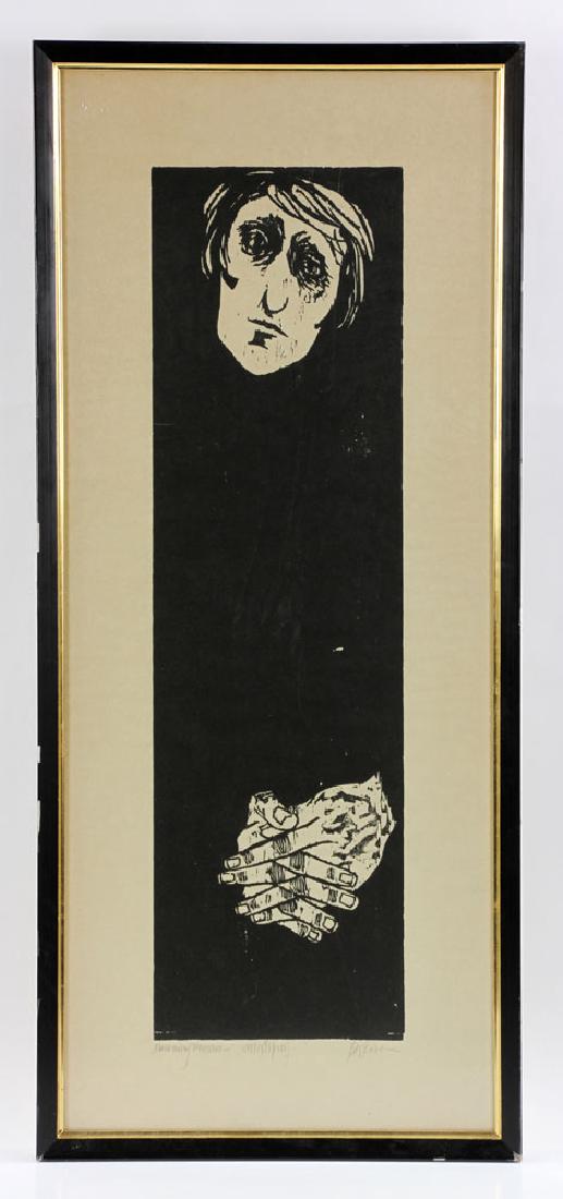 Baskin, "Morning Woman," Print: Leonard Baskin (American, 1922-2000), "Morning Woman," print, signed in pencil. Provenance: From a Boca Raton, Florida estate.
