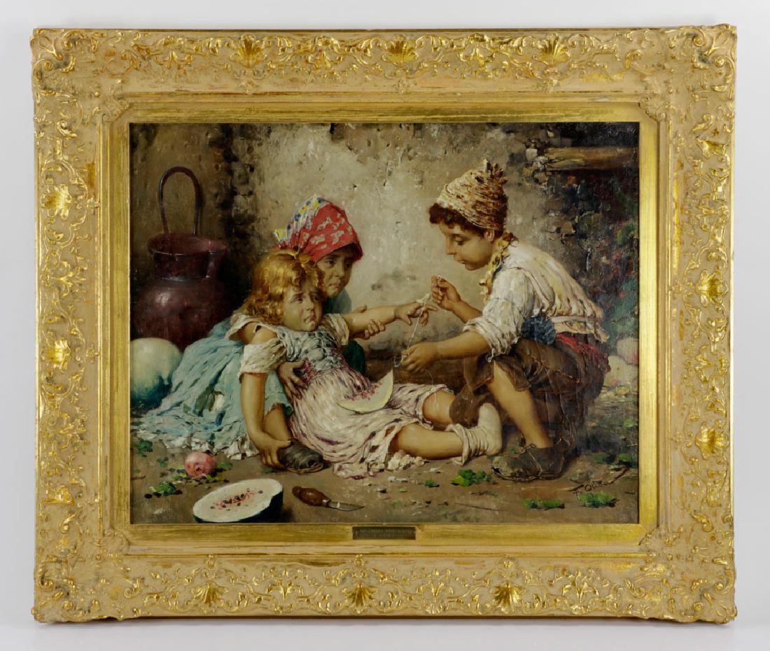 F. Oliva, Italian Painting: F. Oliva, Italian painting, 16 1/2" h x 21" w (view), 23 1/2" h x 28" w (frame). Provenance: From a Palm Beach, Florida estate.