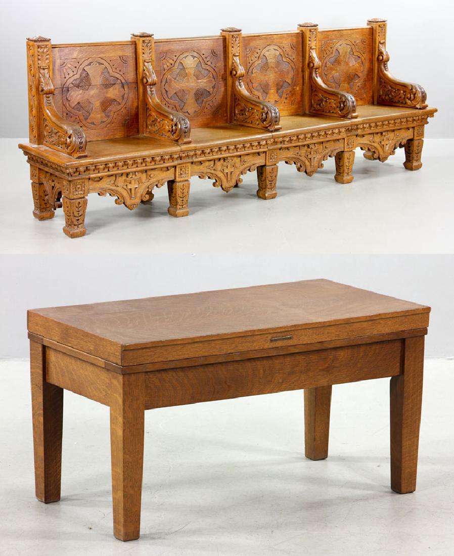 Victorian Oak Church Bench (1 of 11)