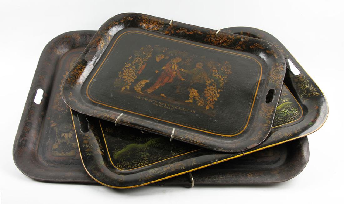 Lot of 18th to 19th C. Tole Trays (1 of 9)