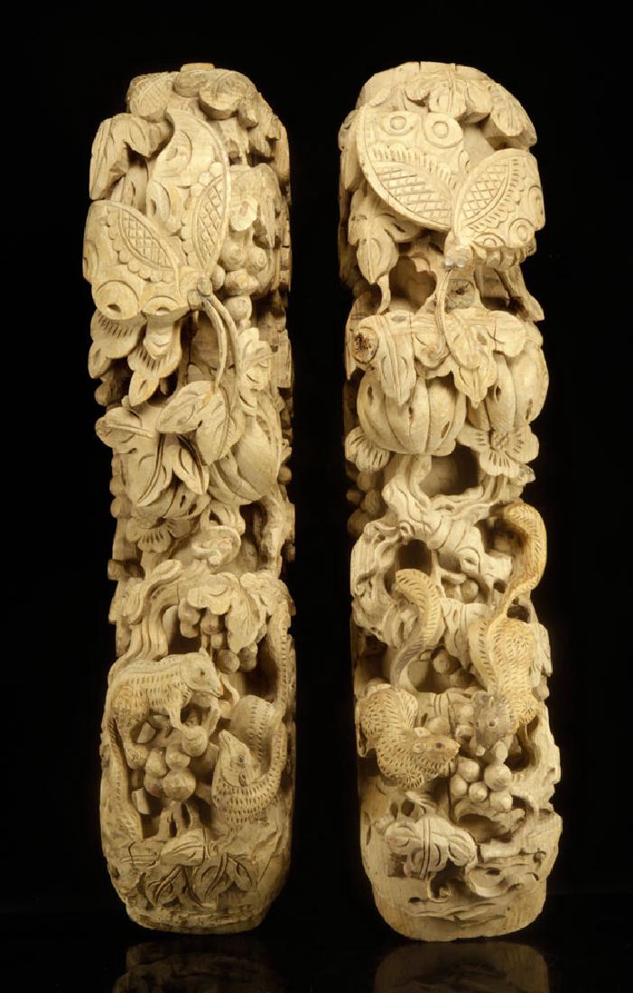 Pr. Asian Carved Wood Temple Cornices (1 of 4)